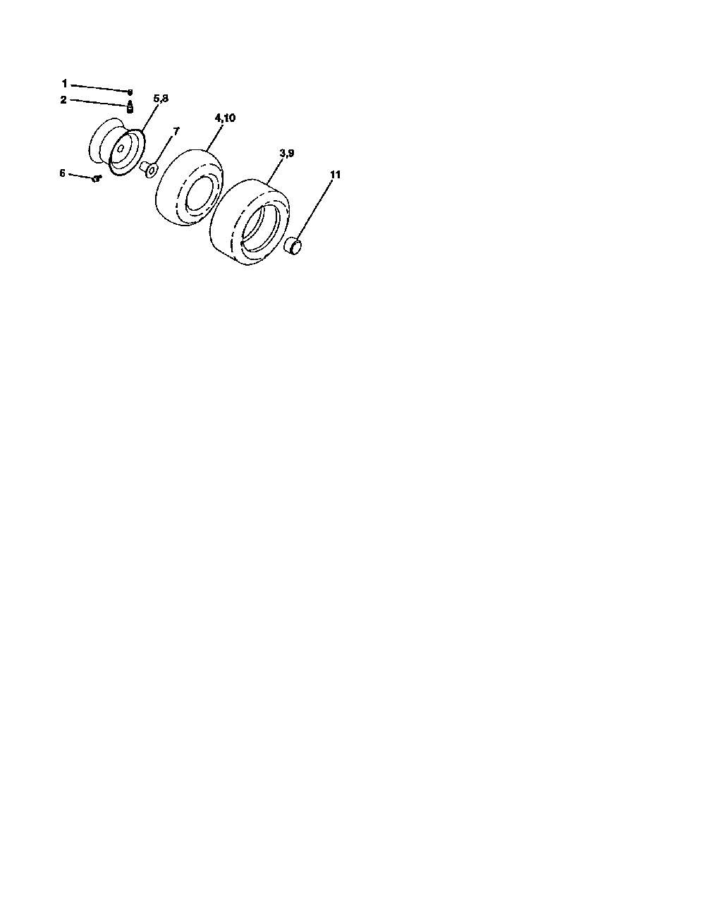 Tires and wheels Diagram and Parts List for GE1138  Weed Eater Lawn Tractor